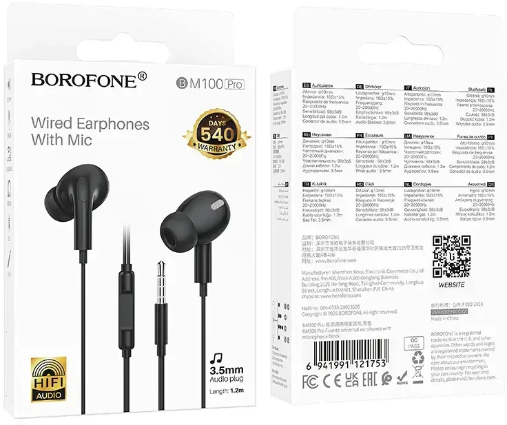 Ausinės Oem Borofone Earphones BM100 Pro Fuente su mikrofonu juodas