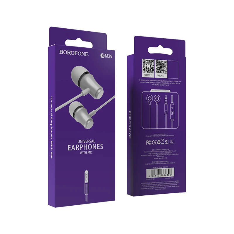 Oem „Borofone BM29“ ausinės su mikrofonu, sidabrinis