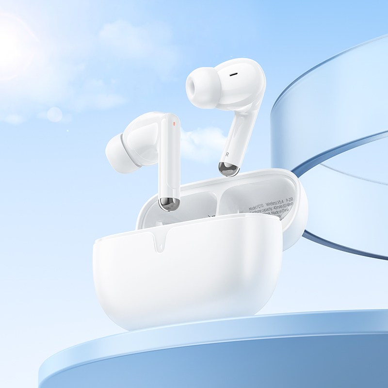 Borofone ausinės Bluetooth TWS FQ10 Joyful baltos spalvos