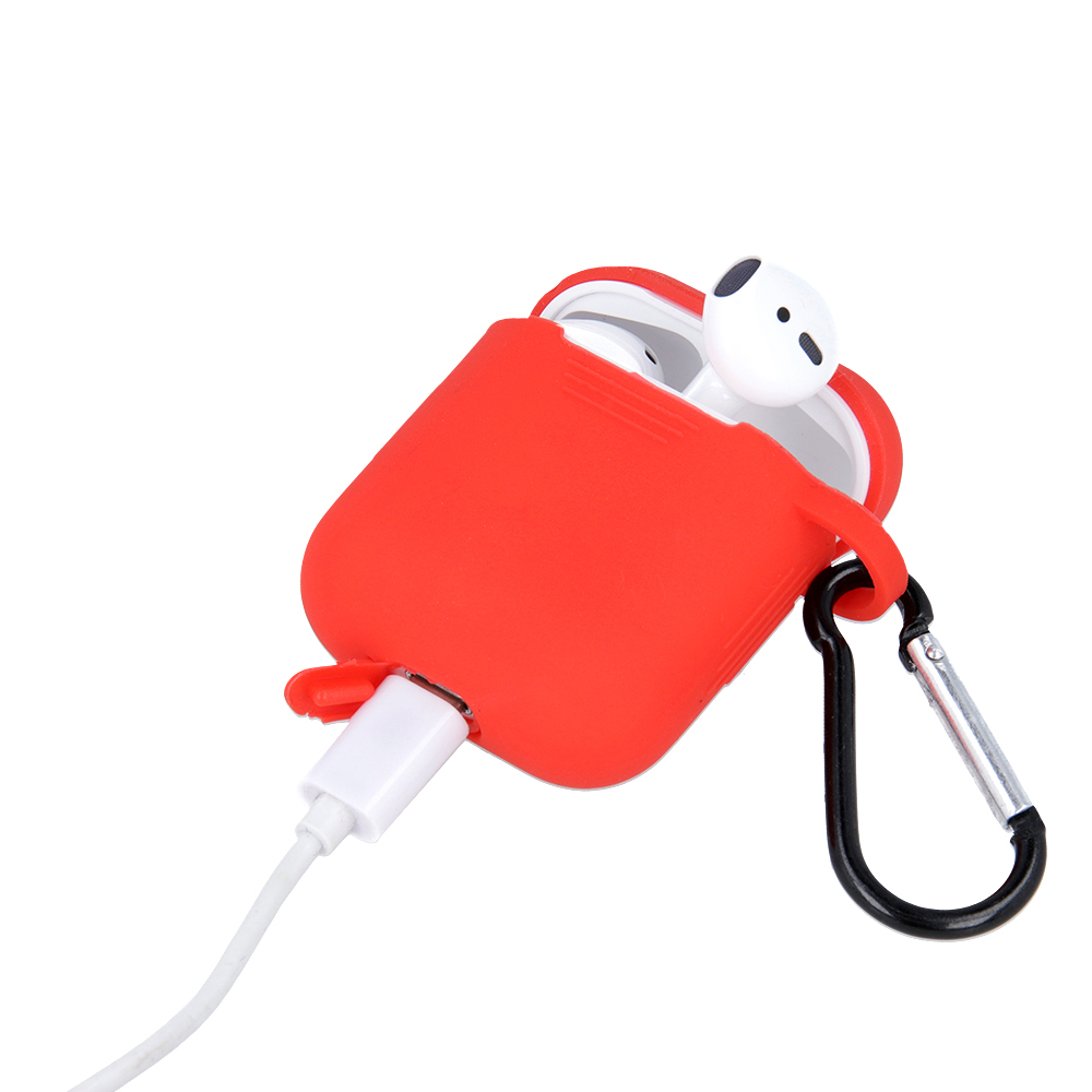 Greengo TelForceone "Airpods" / "Airpods 2" raudonas dėklas su kabliuku