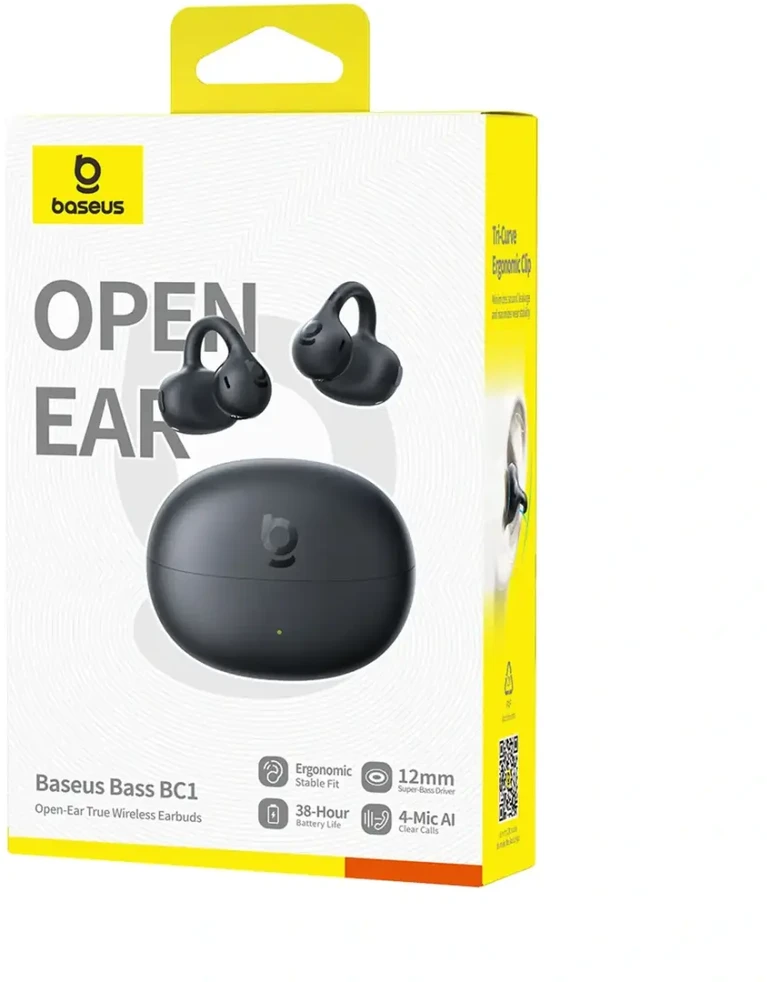 Baseus Belaidės Bluetooth 6.0 ausinės Bass BC1 su įkrovimo dėklu, juodos