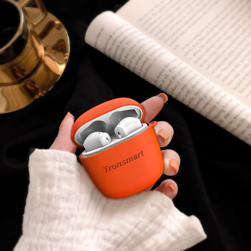 Oranžinis silikoninis dėklas Tronsmart ausinėms
