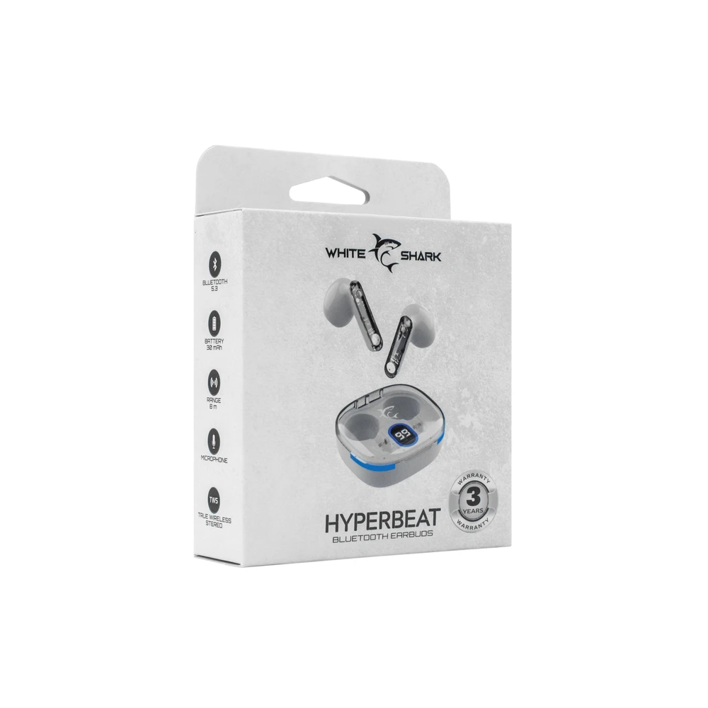 Ausinės White Shark Baltas Shark GEB-TWS37 HyperBeat Baltas