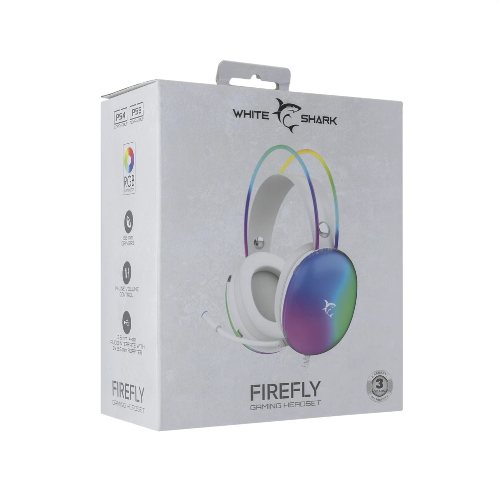 Ausinės White Shark Baltas Shark Firefly balta