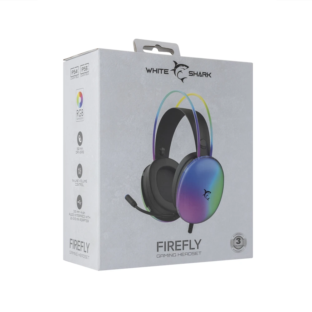 Ausinės White Shark Baltas Shark Firefly juoda