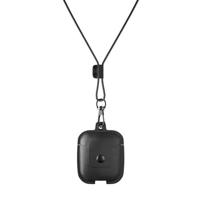 Woodcessories Juodas „AirPod“ odinis dėklas su dirželiu