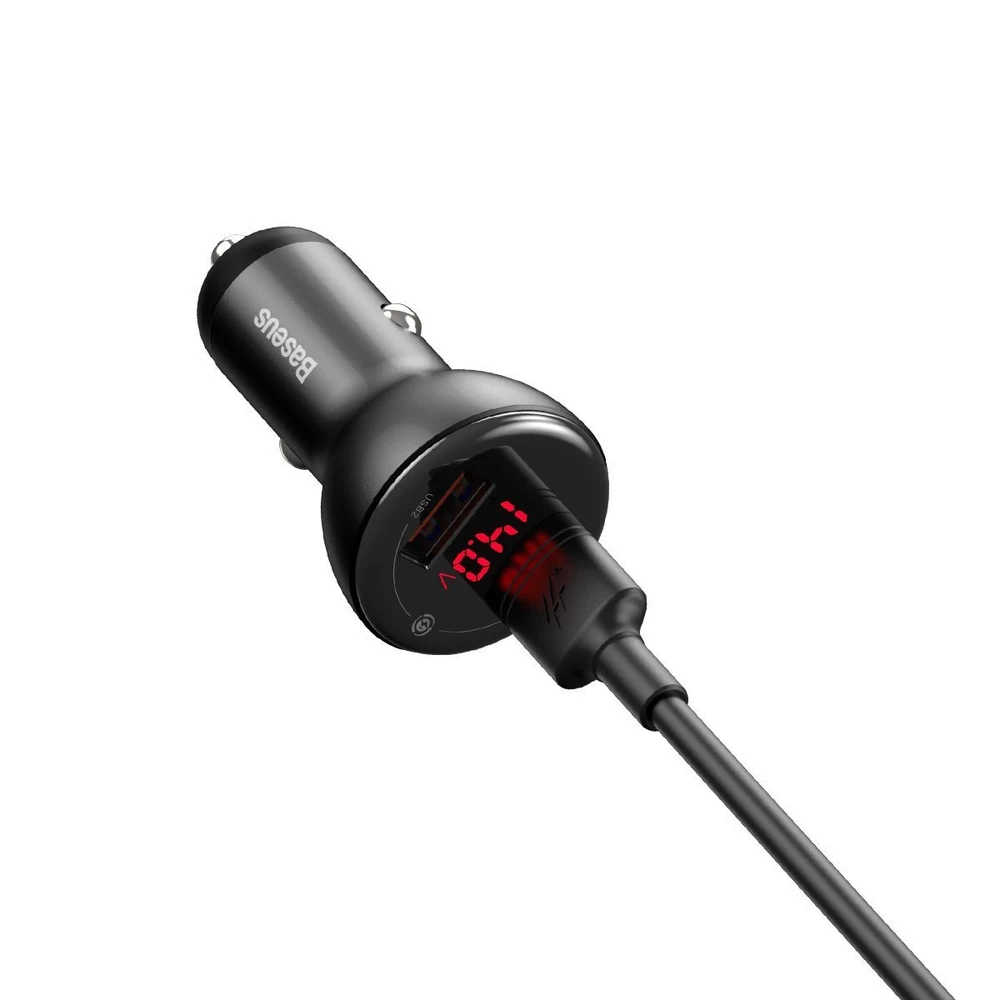 Baseus įkroviklis su skaitmeniniu ekranu Dual QC3.0 45W 5A - Pilkas