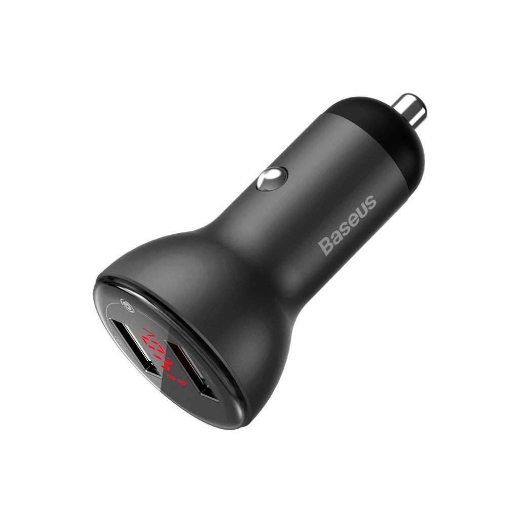 Baseus įkroviklis su skaitmeniniu ekranu Dual QC3.0 45W 5A - Pilkas