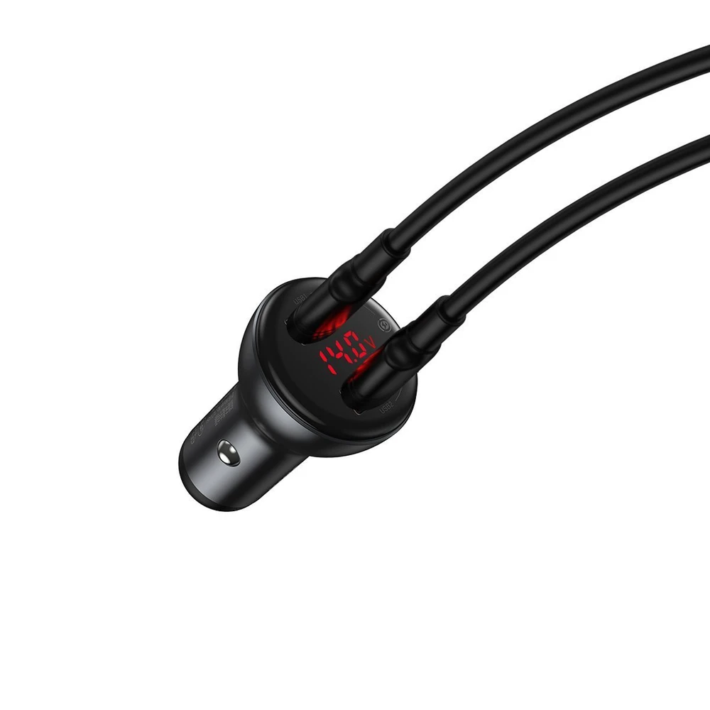 Baseus įkroviklis su skaitmeniniu ekranu Dual QC3.0 45W 5A - Pilkas