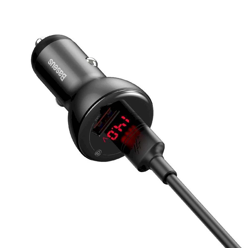 Baseus įkroviklis su skaitmeniniu ekranu Dual QC3.0 45W 5A - Pilkas