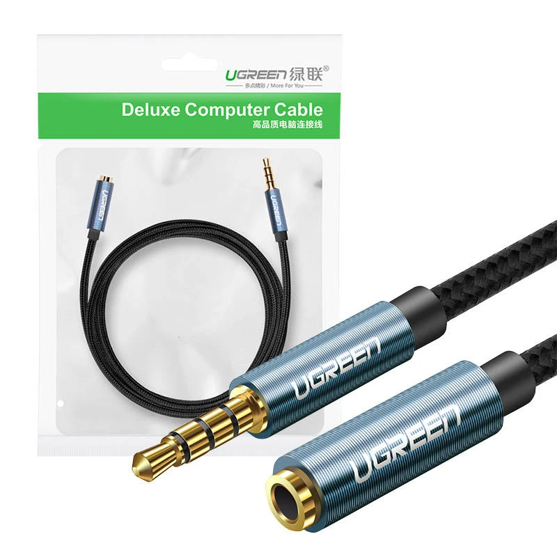 Laido pratęsimas audio AUX lizdas 3.5mm UGREEN AV118, 1m - pilkas/juodas