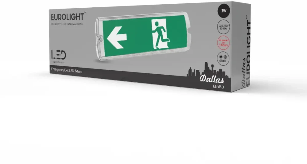 Avarinis šviestuvas sieninis Dallas 3val, 6500K IP65 Eurolight