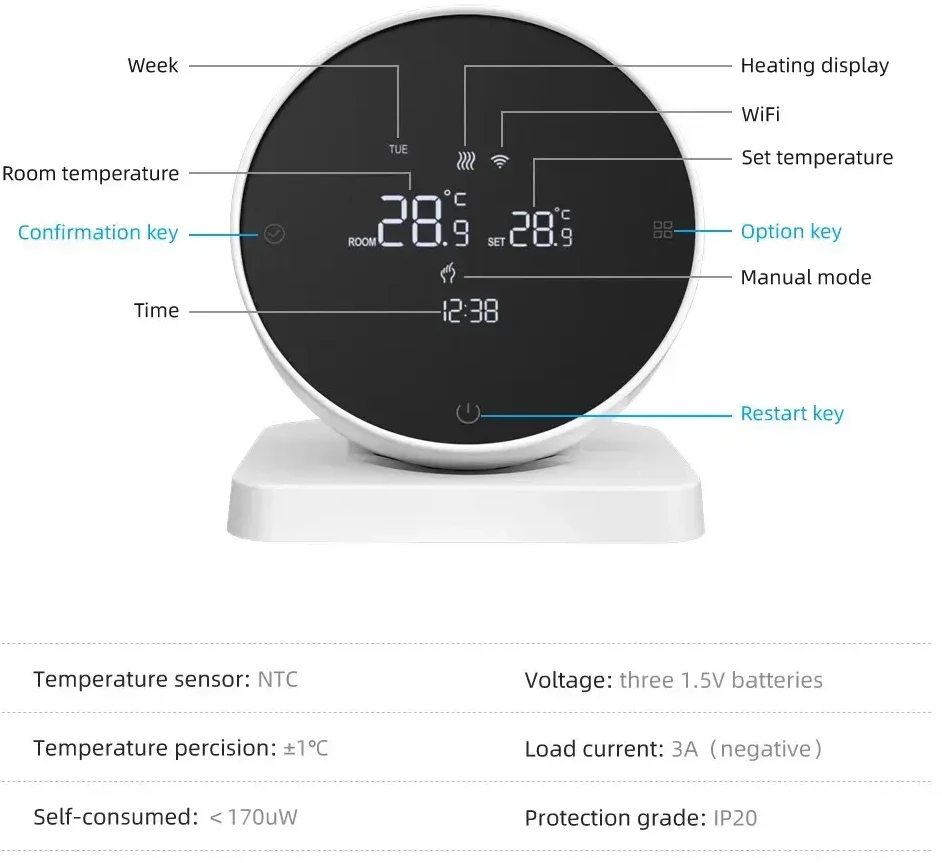Avatto WT498 išmanusis Wi-Fi + RF termostatas