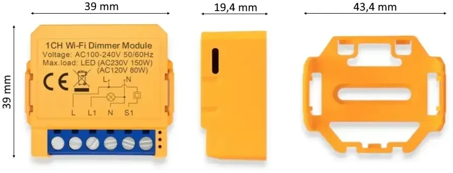Avatto Išmanusis Wi-Fi jungiklis su dimeriu TRIAC, veikia su įprastu jungikliu, 230V 150W, TUYA / Smart Life