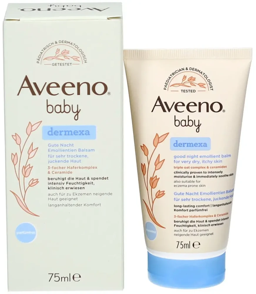 „Aveeno Baby Dermexa“ minkštinamasis balzamas gerai nakčiai (75 ml)