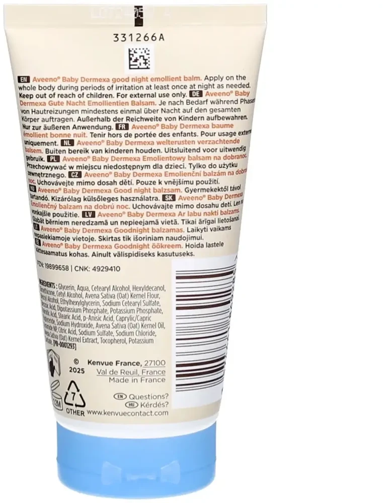 „Aveeno Baby Dermexa“ minkštinamasis balzamas gerai nakčiai (75 ml)