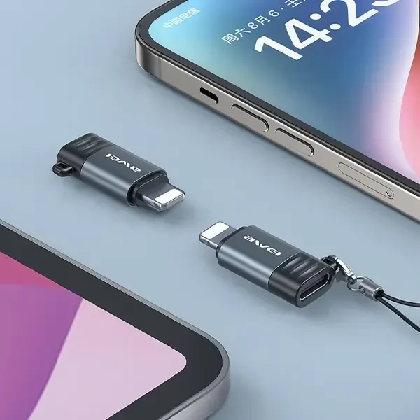 AWEI Adapteris A11 USB-C/Lightning pilkas