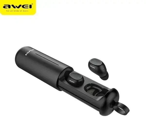 AWEI Bluetooth 5.0 T55 TWS ausinės + docking station juodos spalvos
