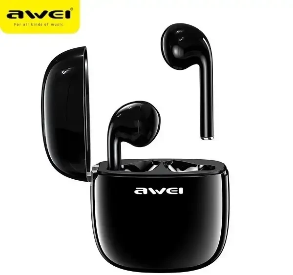 AWEI Bluetooth 5.0 T28 TWS ausinės + docking station juodos spalvos