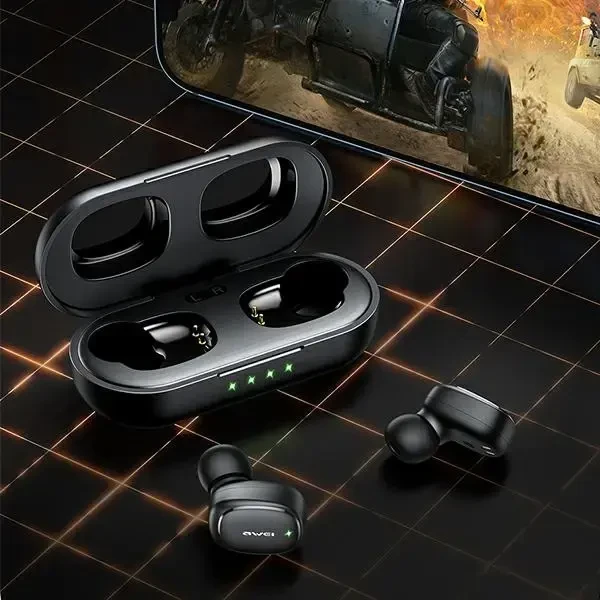 AWEI Bluetooth 5.1 T13 Pro TWS ausinės + docking station juodos spalvos