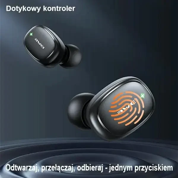 AWEI Bluetooth 5.1 T13 Pro TWS ausinės + docking station juodos spalvos