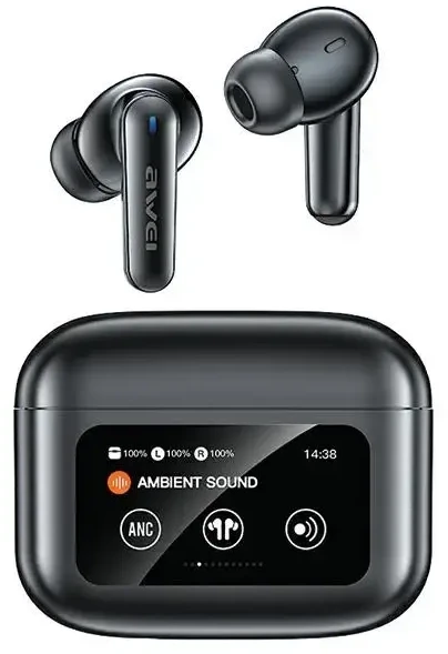 AWEI Bluetooth 5.4 T56 ANCTWS ausinės juodos spalvos