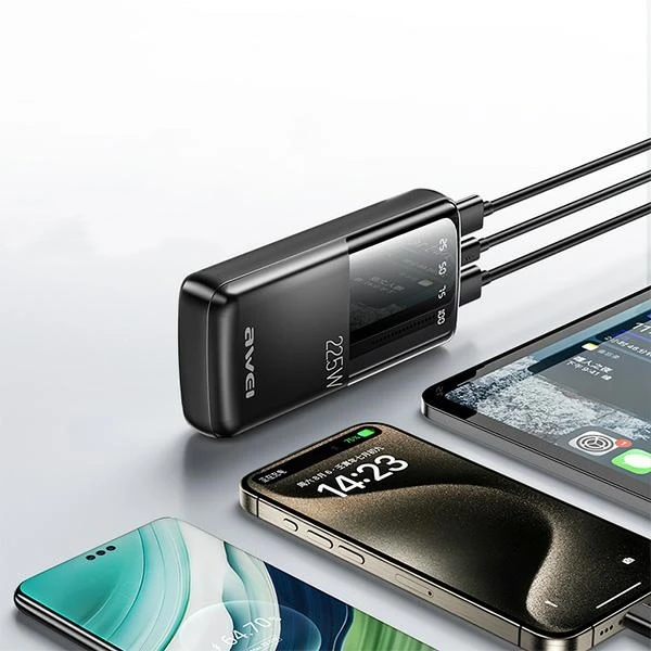 Išorinė baterija Power Bank Awei P13K PD20W/QC22.5W 20000mAh juoda