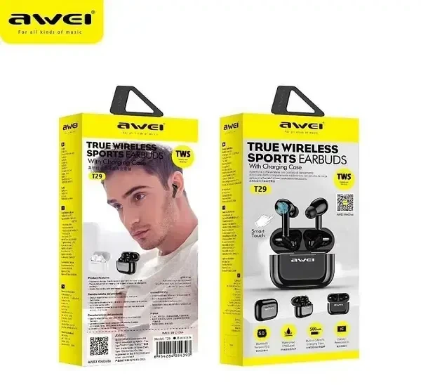 AWEI Bluetooth 5.0 T29 TWS ausinės + docking station baltos spalvos