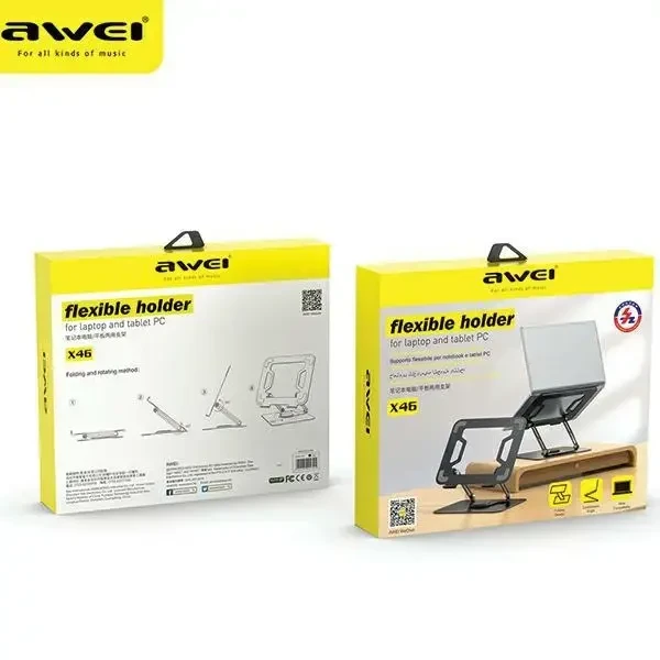 AWEI X46 Rotating Nešiojamas kompiuteris Desk Holder juodos spalvos