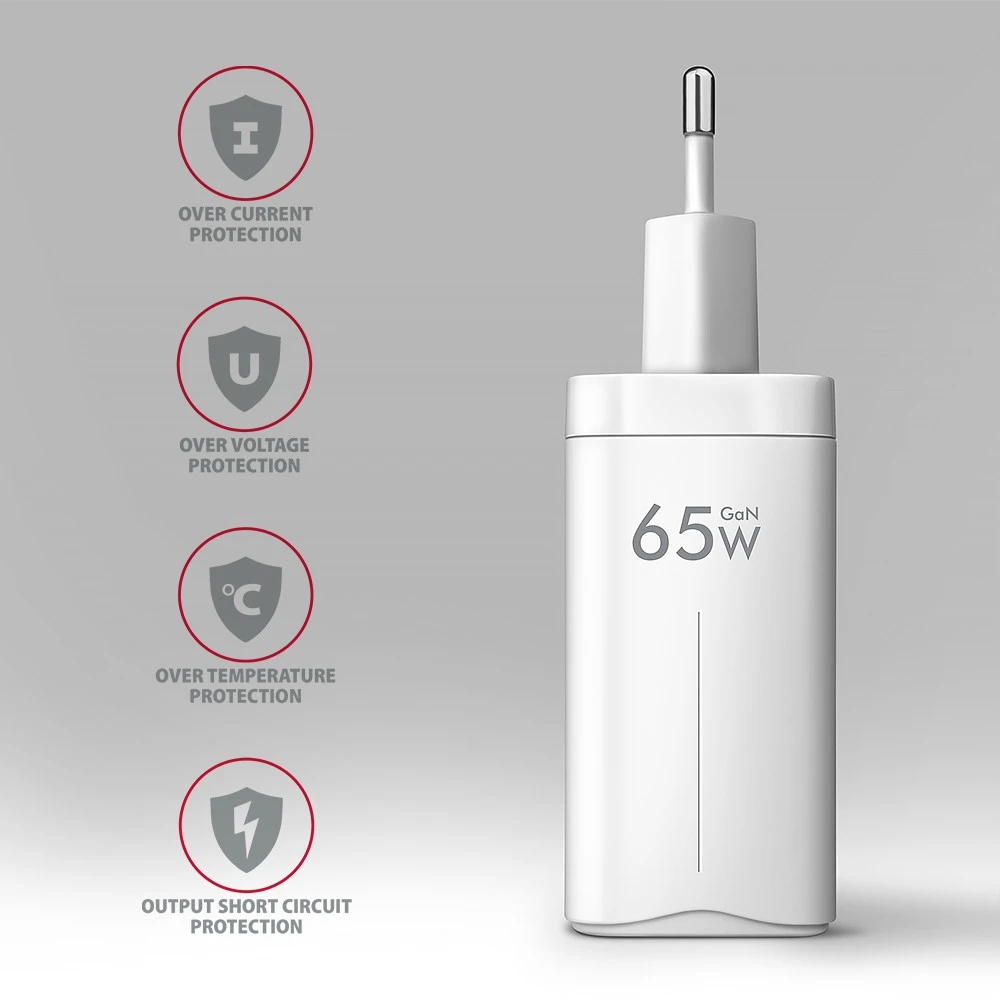 AXAGON GaN sieninis įkroviklis 3x prievadas (USB-A + 2x USB-C), PD3.0/PPS/QC4+/SFC2.0/AFC/SCP/FCP/Apple, 65W | ACU-DPQ65W