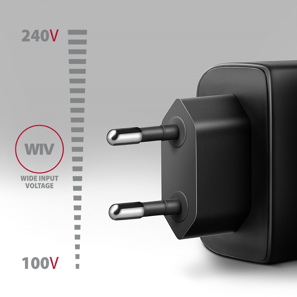AXAGON GaN sieninis įkroviklis 2x prievadas (USB-A + USB-C), PD3.0/PPS/QC4+/SFC2.0/AFC/SCP/FCP/Apple, 45W | ACU-PQ45