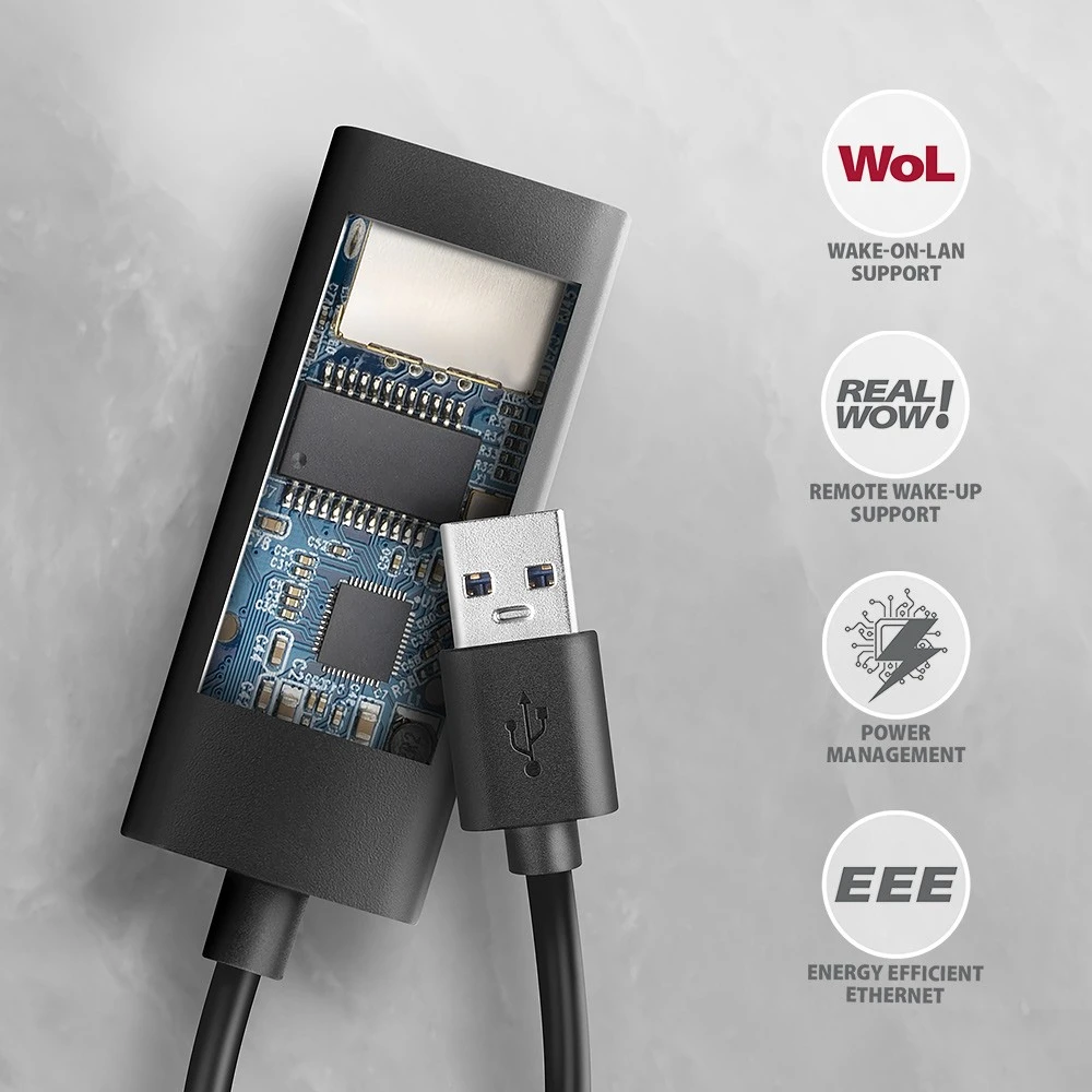 AXAGON ADE-AR USB-A 3.2 Gen 1 – Gigabit Ethernet adapteris, Realtek 8153, automatinis inst.