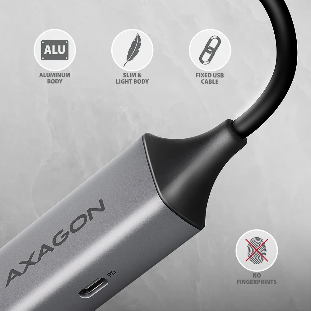 AXAGON | ADE-TXPD USB-C Gigabit Ethernet adapteris su PD 100W