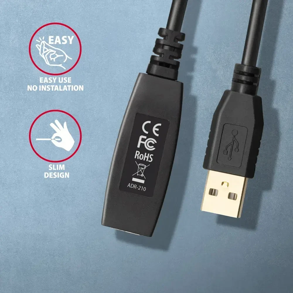 AXAGON ADR-210 USB 2.0 A-M -> A-F prailginimo kabelis 10 m