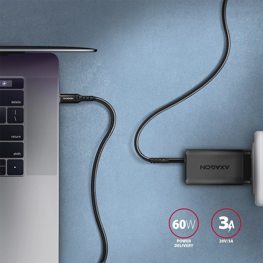 AXAGON | Duomenų ir įkrovimo laidas, 1,5 m | BUCM-CM15AB | USB C tipo į USB C tipo