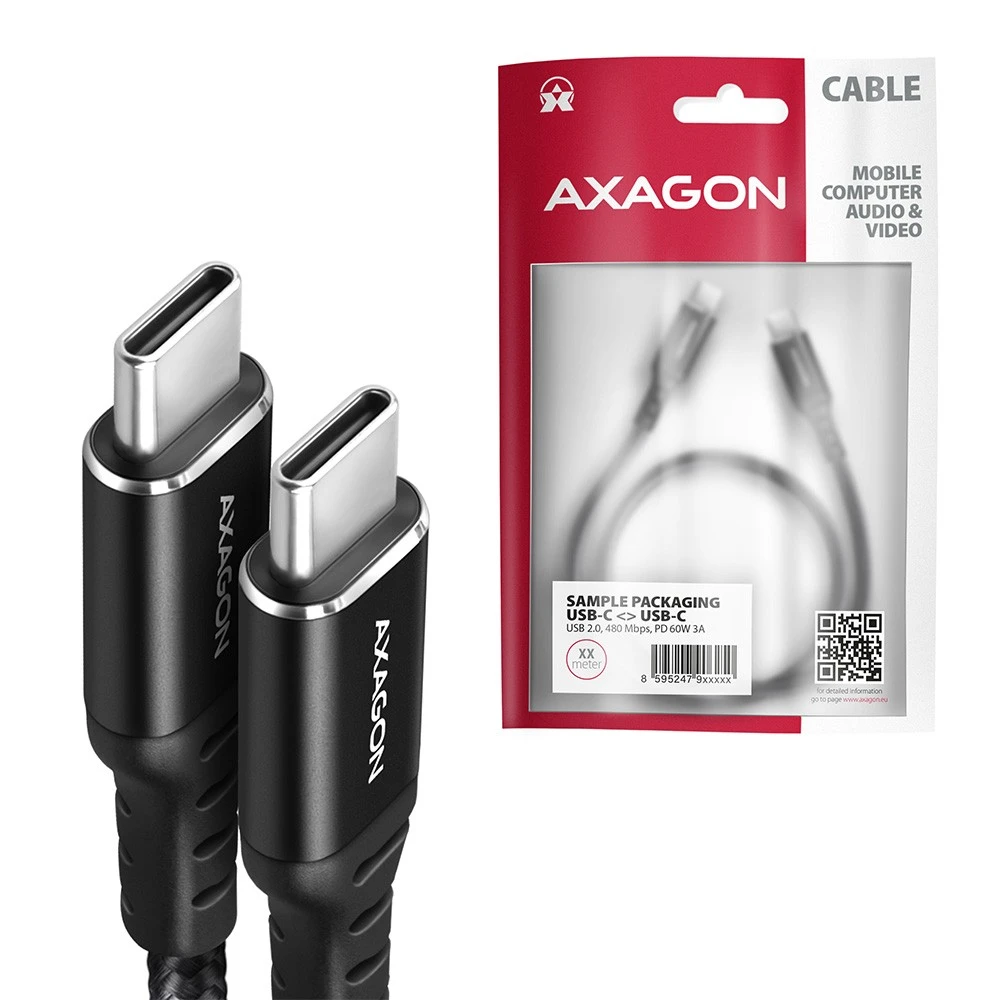 AXAGON | Duomenų ir įkrovimo laidas, 1,5 m | BUCM-CM15AB | USB C tipo į USB C tipo