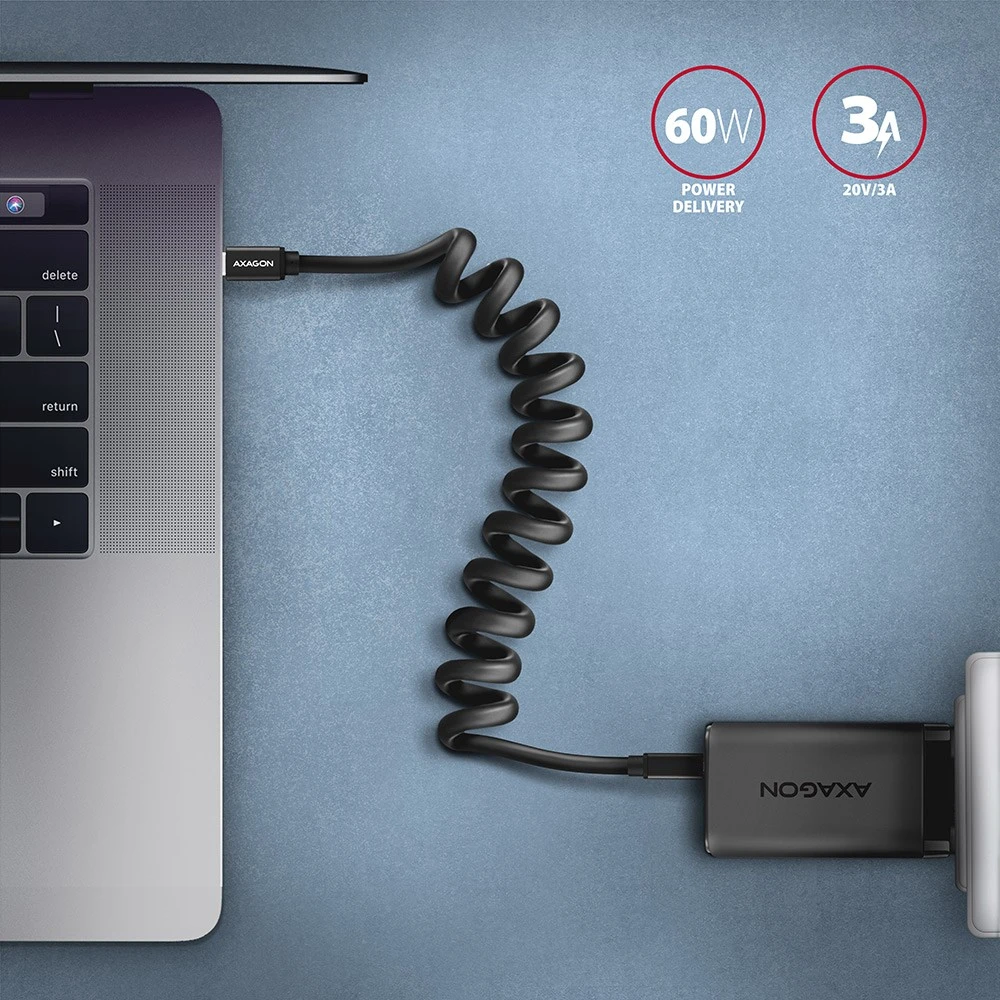 AXAGON | Duomenų ir įkrovimo laidas, 1,1 m | BUCM-CM20TB | USB C tipo į USB C tipo