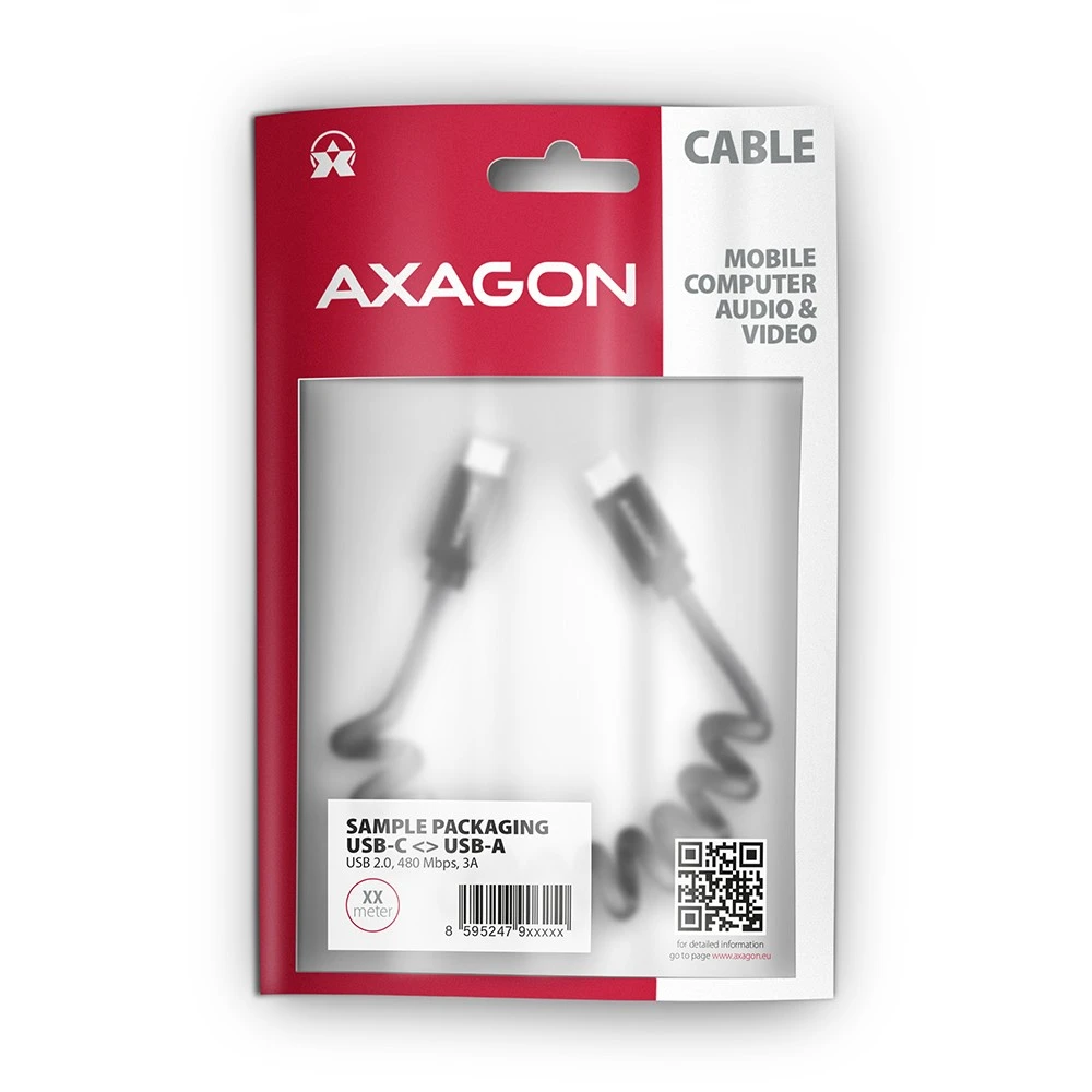 AXAGON | Duomenų ir įkrovimo laidas, 1,1 m | BUCM-CM20TB | USB C tipo į USB C tipo