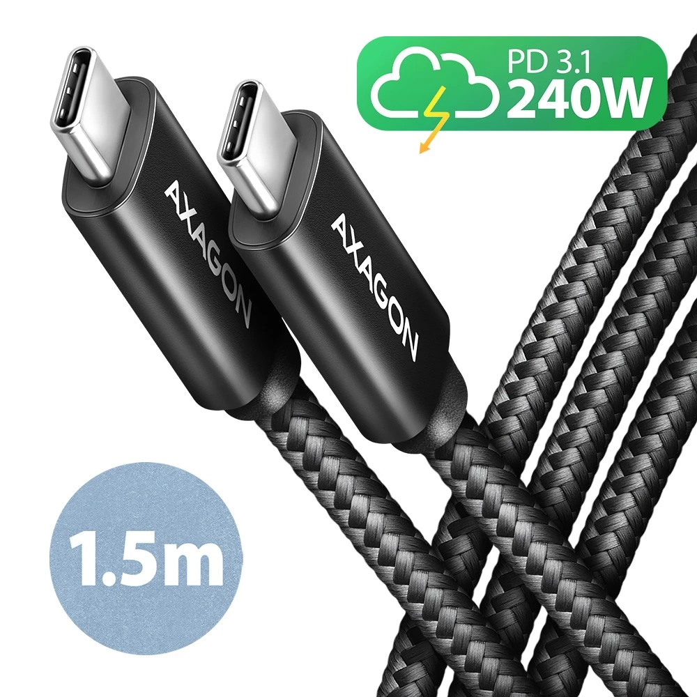 AXAGON | Duomenų ir įkrovimo USB 480 Mbps laidas, 1,5 m | BUCM2-CM15AB | USB-C į USB-C