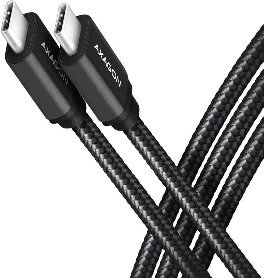 Kabelis AXAGON BUCM3-CM20AB USB-C < > USB-C 3.2 Gen 1/PD 60W/3A/ALU/Juodas pintas/2m