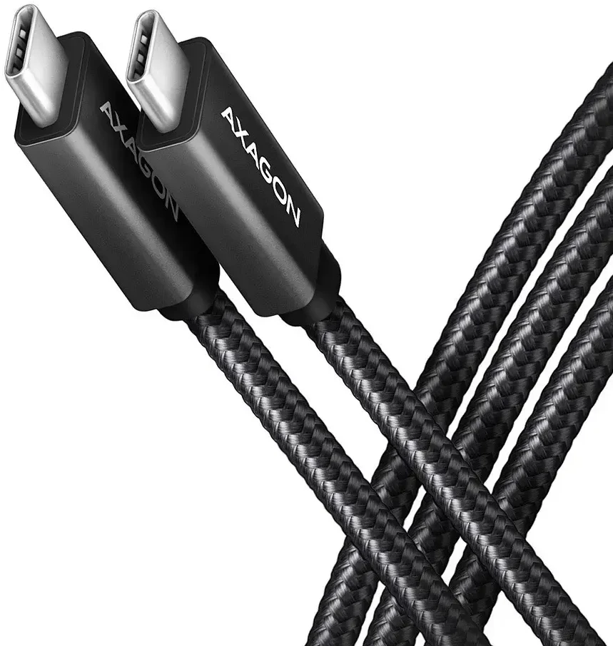 Kabelis AXAGON BUCM32-CM10AB USB-C < > USB-C 3.2 Gen 2/PD 100W/5A/4K HD/ALU/Juodas pintas/1m