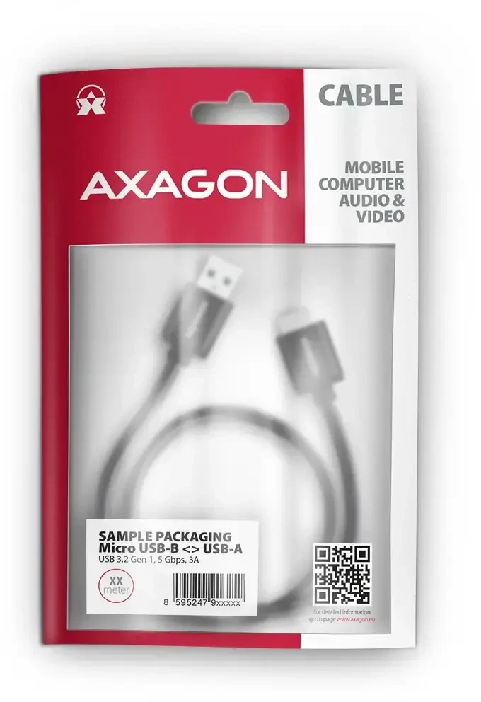 Axagon BUMM3-AM10AB duomenų perdavimo ir įkrovimo kabelis | USB-A į Micro B | 1m