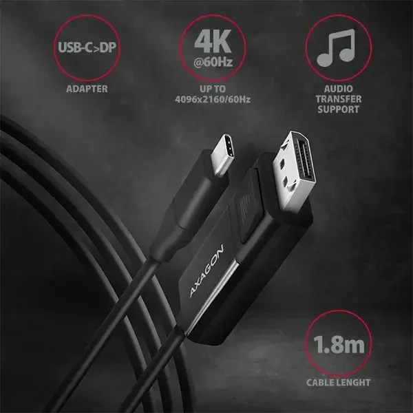 Axagon Kabelis RVC-DPC USB-C į DisplayPort