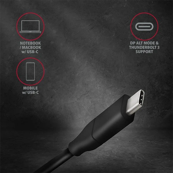 AXAGON Aktyvus kabelis | USB-C prie DisplayPort | 1,8 m