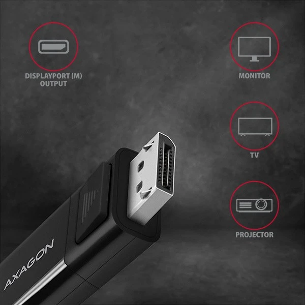 AXAGON Aktyvus kabelis | USB-C prie DisplayPort | 1,8 m