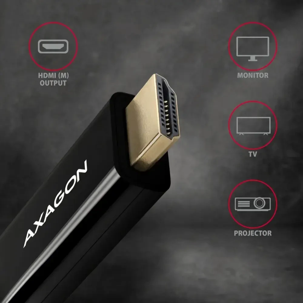 Axagon DisplayPort > HDMI 1.4 kabelis 1,8 m 4K 30Hz, RVD-HI14C2