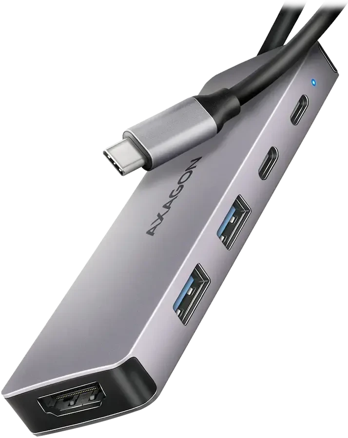 AXAGON HMC-5H60 USB-C 3.2 Gen 1 šakotuvas, 2 x USB-A, 1 x USB-C, 4K 60 Hz HDMI, PD 100 W, 15 cm USB-C laidas