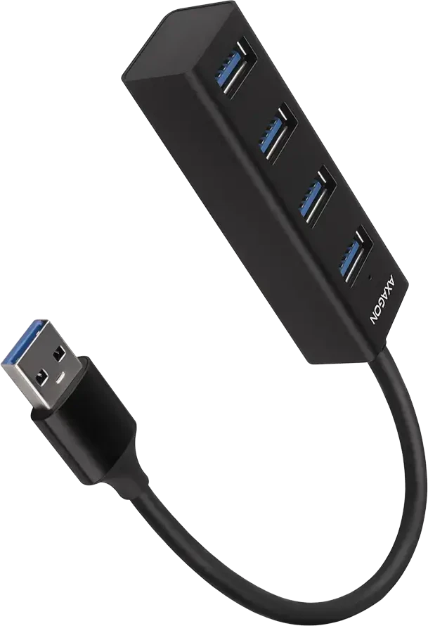 AXAGON Miniatiūrinis metalinis keturių prievadų USB 3.2 Gen 1 šakotuvas | HUE-M1A