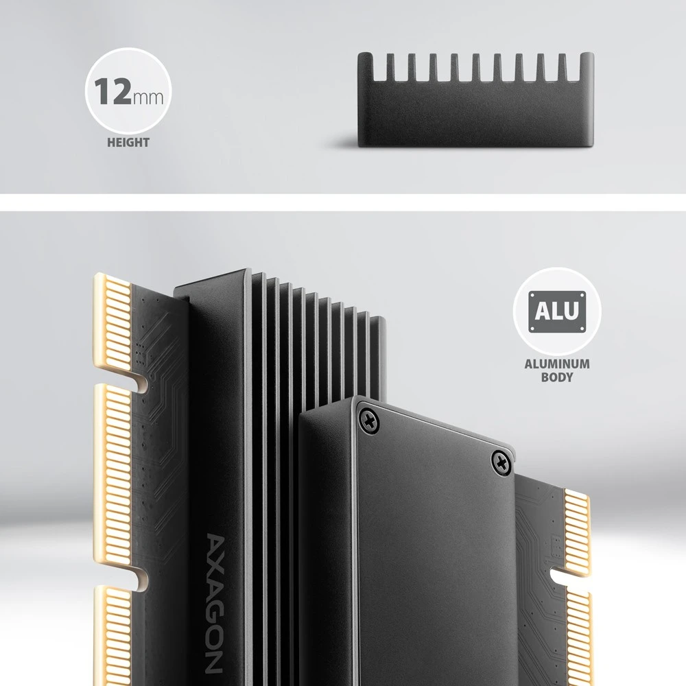 AXAGON PCI-Express x16 adapteris su aušintuvu, skirtas NVMe M.2 SSD diskui prijungti prie kompiuterio | PCEM2-XS
