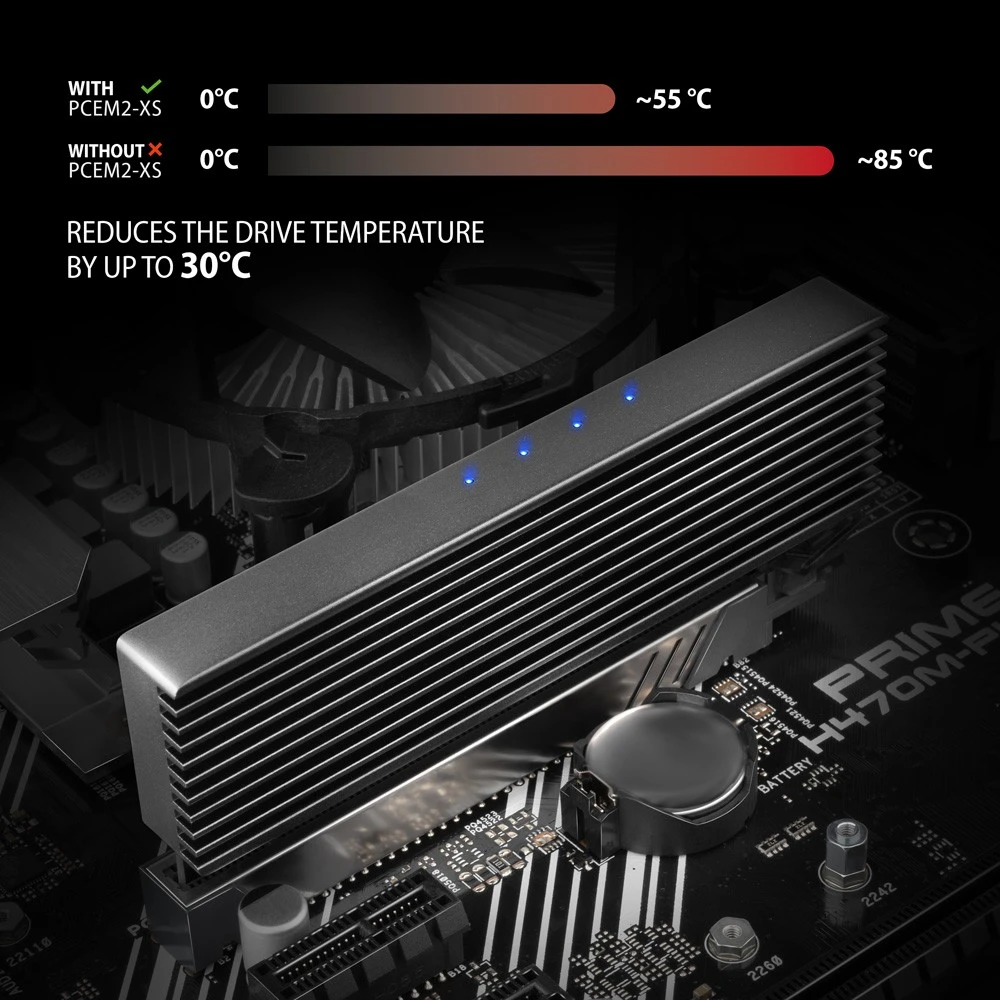 AXAGON PCI-Express x16 adapteris su aušintuvu, skirtas NVMe M.2 SSD diskui prijungti prie kompiuterio | PCEM2-XS